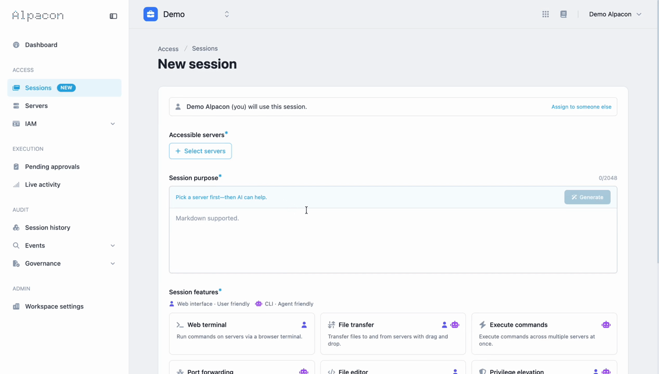 Session request screen